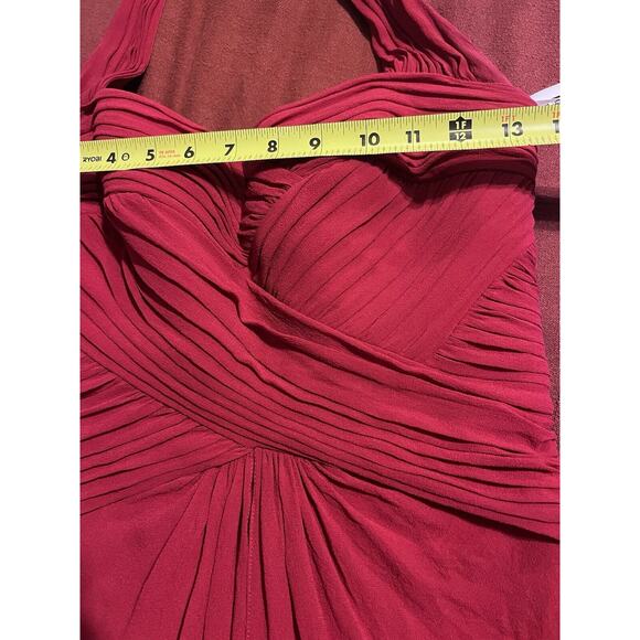 Tadashi pleated silk fitted Cocktail Dress 6 Red Party Prom Vintage - Picture 10 of 12